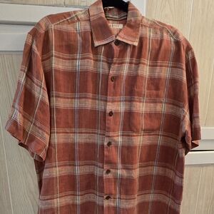 Men's Rust Plaid Short Sleeve Shirt